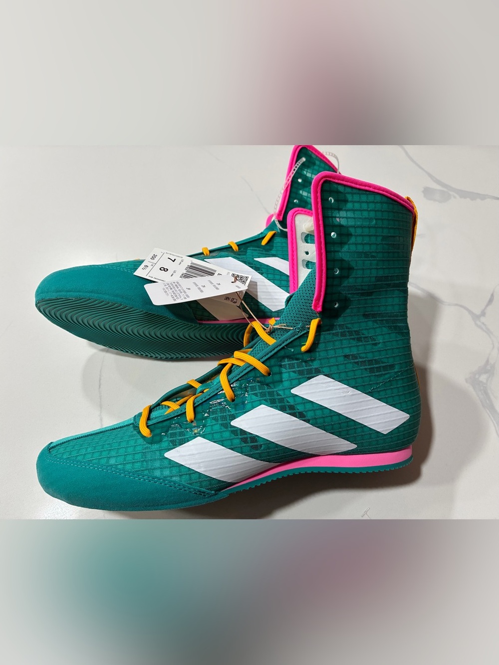 Adidas Box Hog 4 Pure Teal / Lucid Pink Boxing Shoes (Men’s 7) Retails For $145